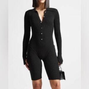 Ribbed Knit Long Sleeve Playsuit